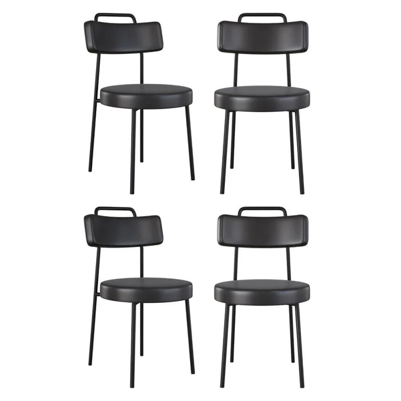 Kit 04 Cadeiras Sala De Jantar Kobe Estofada Com Encosto Couríssimo Preto - Abmaza - OUTRAS - Móveis