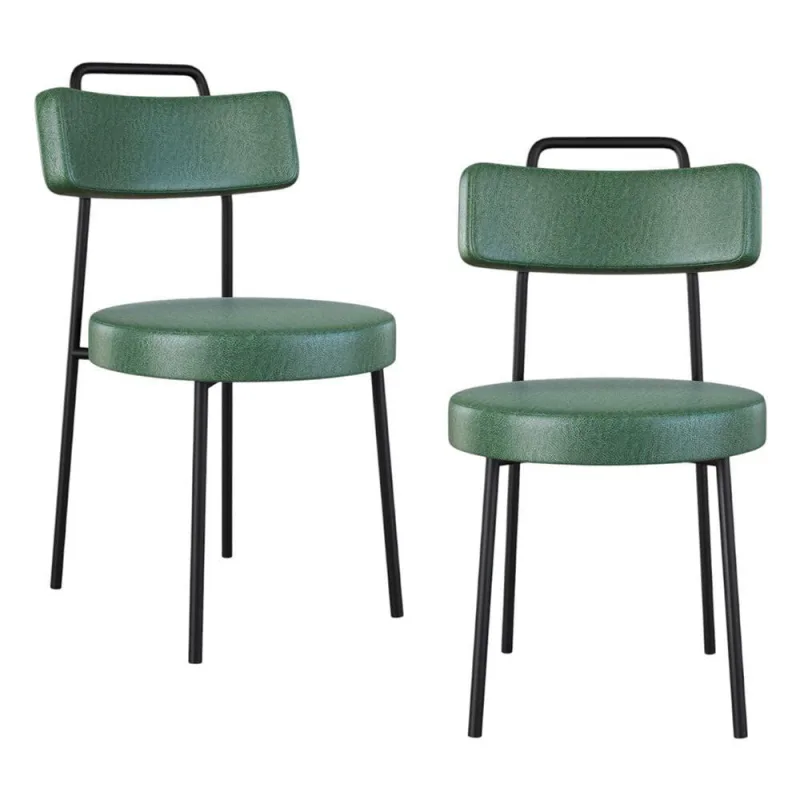 Kit 02 Cadeiras Sala De Jantar Kobe Estofada Com Encosto Couríssimo Verde - Abmaza - OUTRAS - Móveis