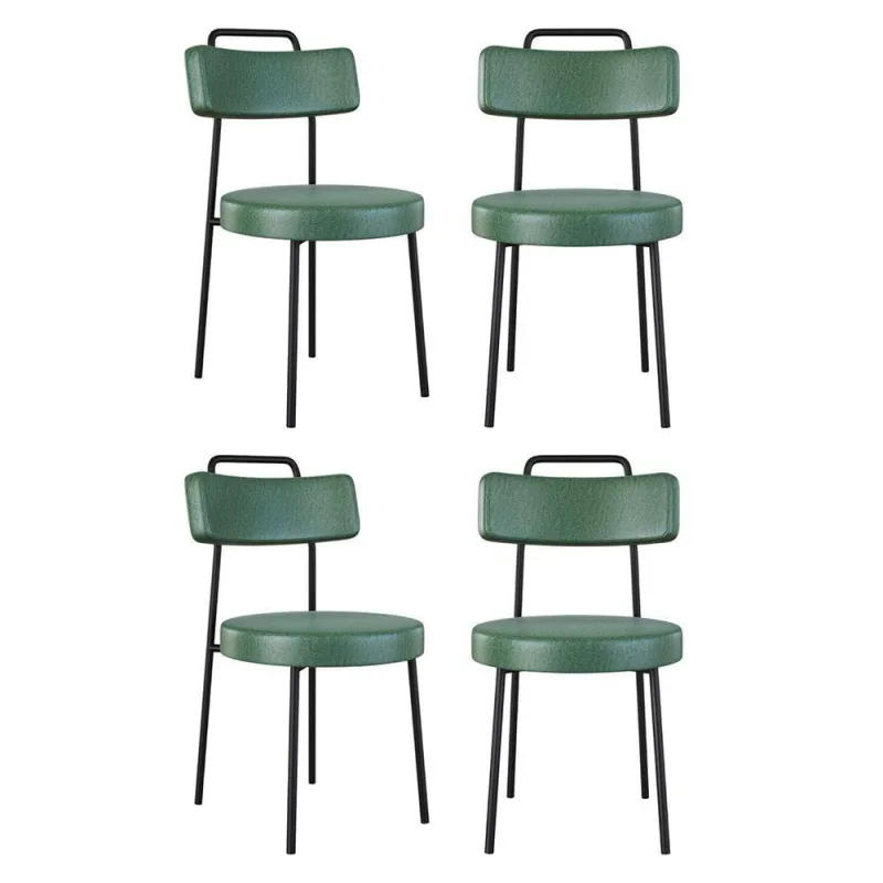 Kit 04 Cadeiras Sala De Jantar Kobe Estofada Com Encosto Couríssimo Verde - Abmaza - OUTRAS