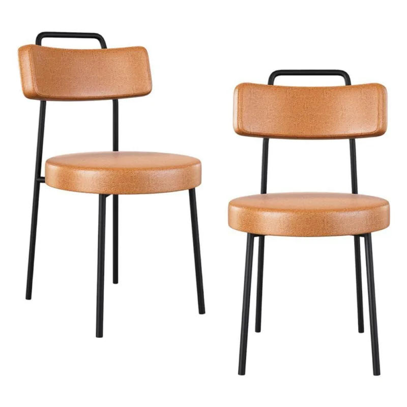 Kit 02 Cadeiras Sala De Jantar Kobe Estofada Com Encosto Couríssimo Whisky - Abmaza - OUTRAS - Móveis