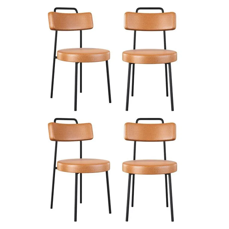 Kit 04 Cadeiras Sala De Jantar Kobe Estofada Com Encosto Couríssimo Whisky - Abmaza - OUTRAS