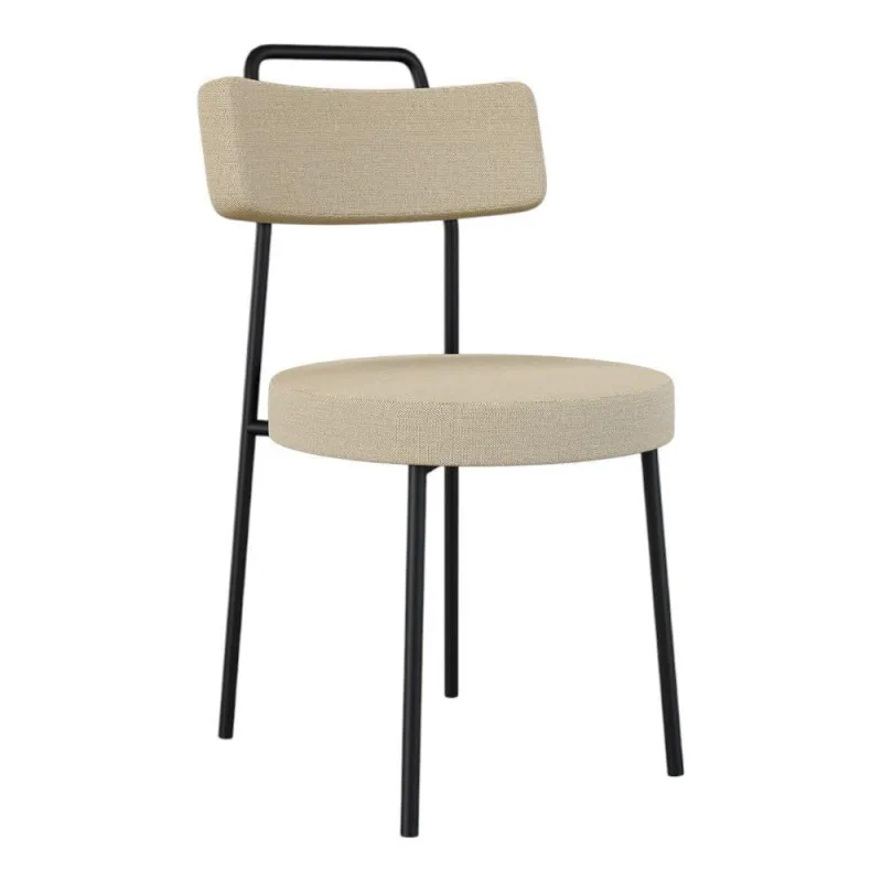 Cadeira Sala De Jantar Kobe Estofada Com Encosto Linho Bege - Desk Design - OUTRAS - Móveis