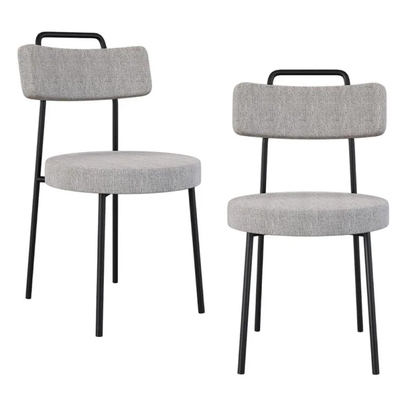 Kit 02 Cadeiras Sala De Jantar Kobe Estofada Com Encosto Linho Cinza - Abmaza - OUTRAS - Móveis