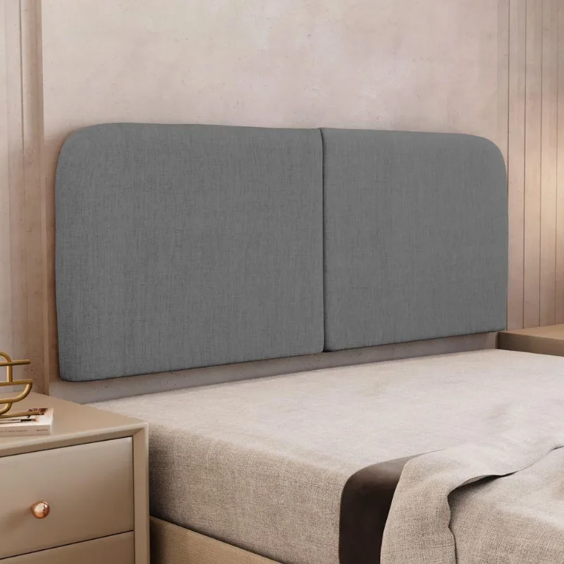 Cabeceira Painel Aira Casal 140cm Dobrável Linho Cinza Escuro Desk Design