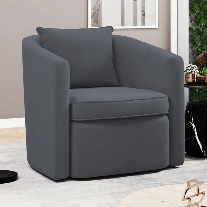 Poltrona Decorativa Sala De Estar Aimê Suede Cinza - Desk Design - OUTRAS - Móveis
