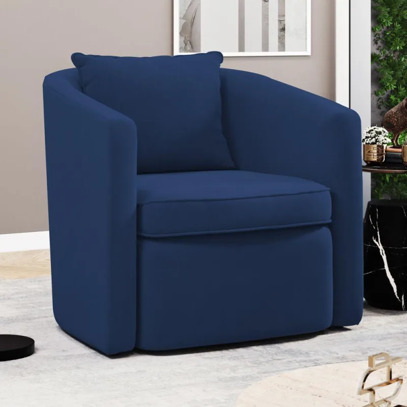 Poltrona Decorativa Sala De Estar Aimê Veludo Azul Marinho - Desk Design - OUTRAS