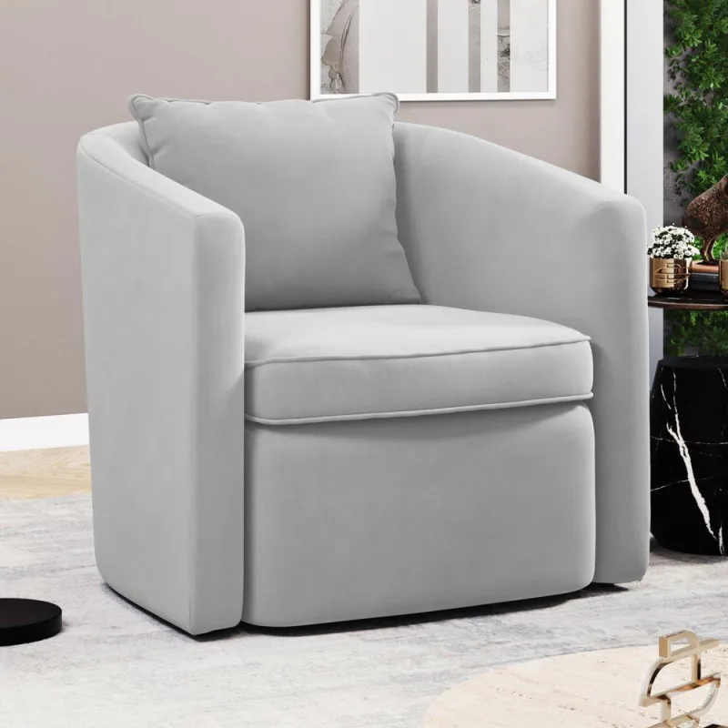 Poltrona Decorativa Sala De Estar Aimê Veludo Cinza Claro - Desk Design - OUTRAS