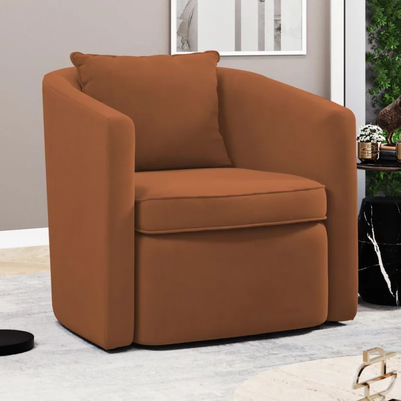 Poltrona Decorativa Sala De Estar Aimê Veludo Terracota - Desk Design - OUTRAS
