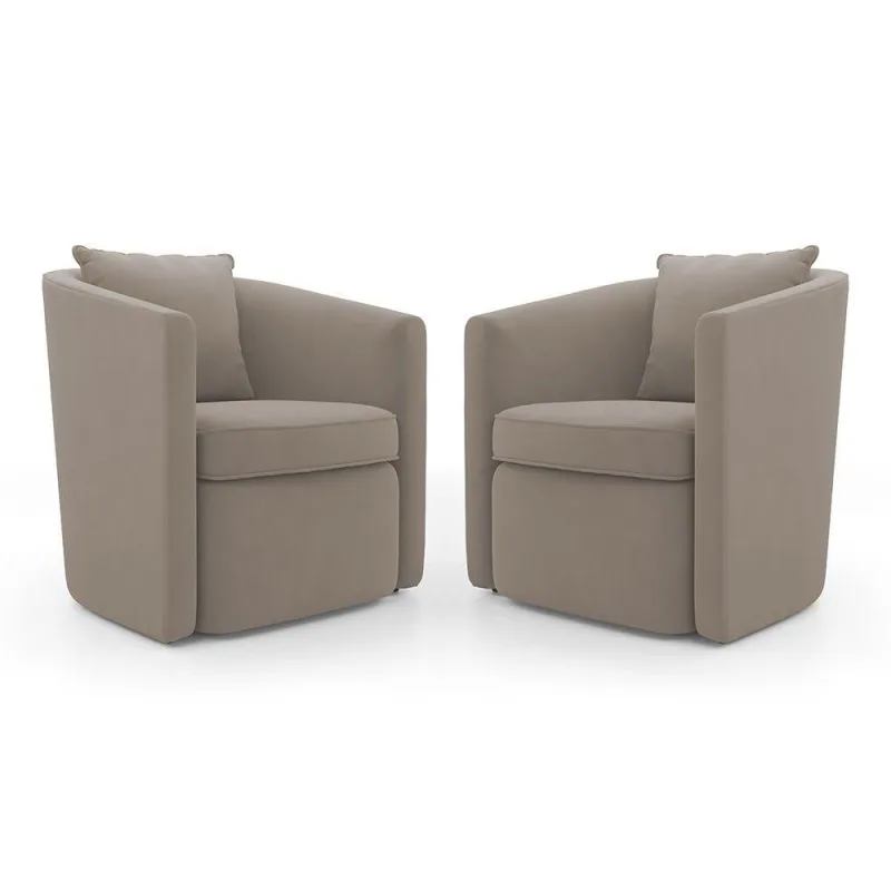 Kit 02 Poltronas Decorativas Sala De Estar Aimê Suede Bege - Desk Design - OUTRAS