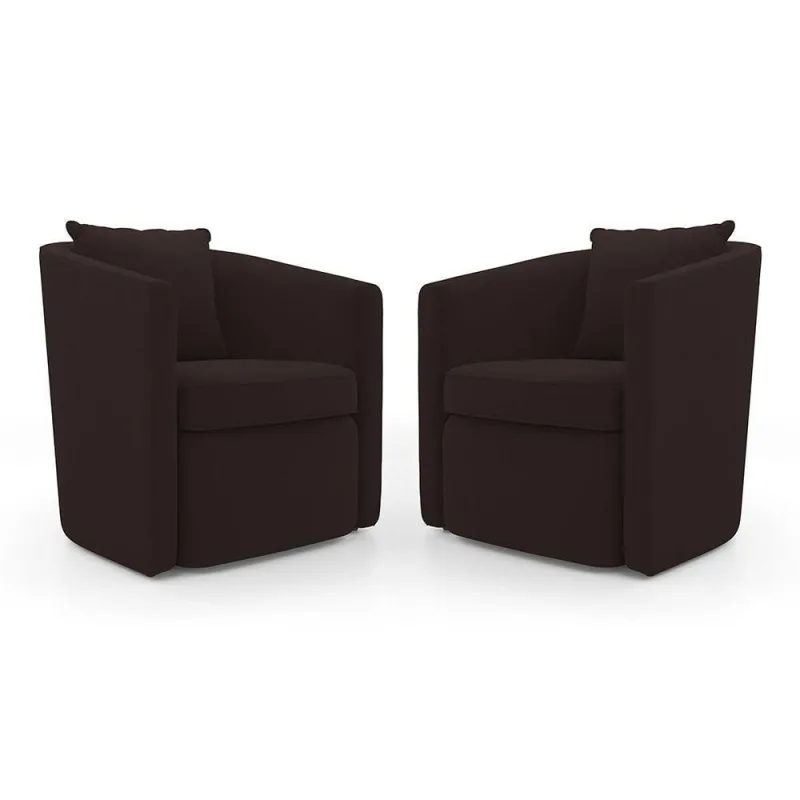 Kit 02 Poltronas Decorativas Sala De Estar Aimê Suede Marrom - Desk Design - OUTRAS