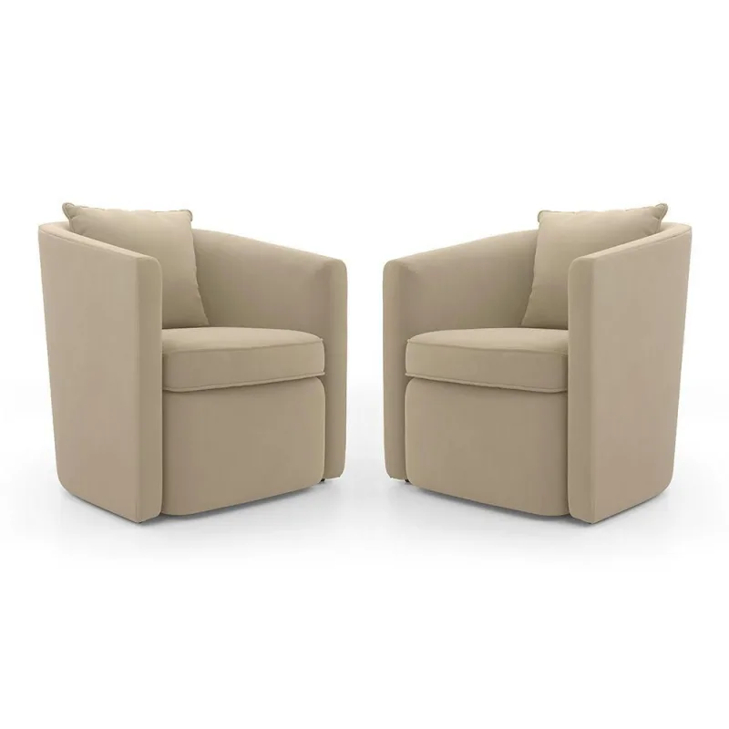Kit 02 Poltronas Decorativas Sala De Estar Aimê Veludo Bege - Desk Design - OUTRAS - Móveis