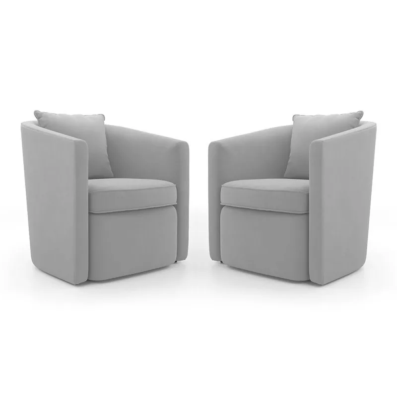 Kit 02 Poltronas Decorativas Sala De Estar Aimê Veludo Cinza Claro - Desk Design - OUTRAS