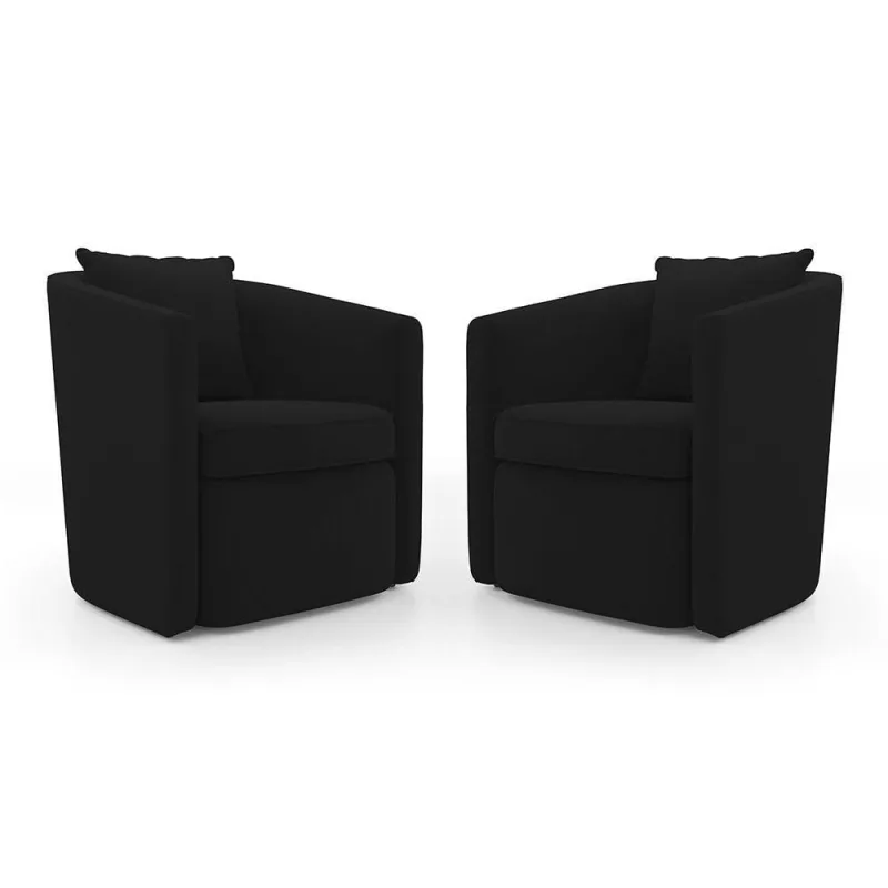 Kit 02 Poltronas Decorativas Sala De Estar Aimê Veludo Preto - Desk Design - OUTRAS