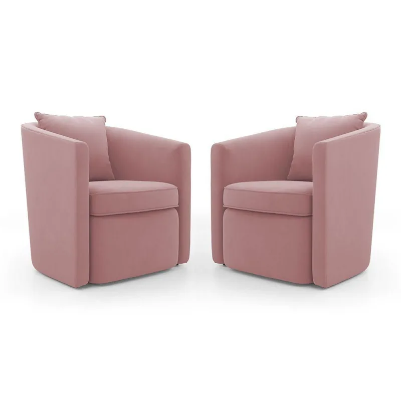 Kit 02 Poltronas Decorativas Sala De Estar Aimê Veludo Rosê - Desk Design - OUTRAS
