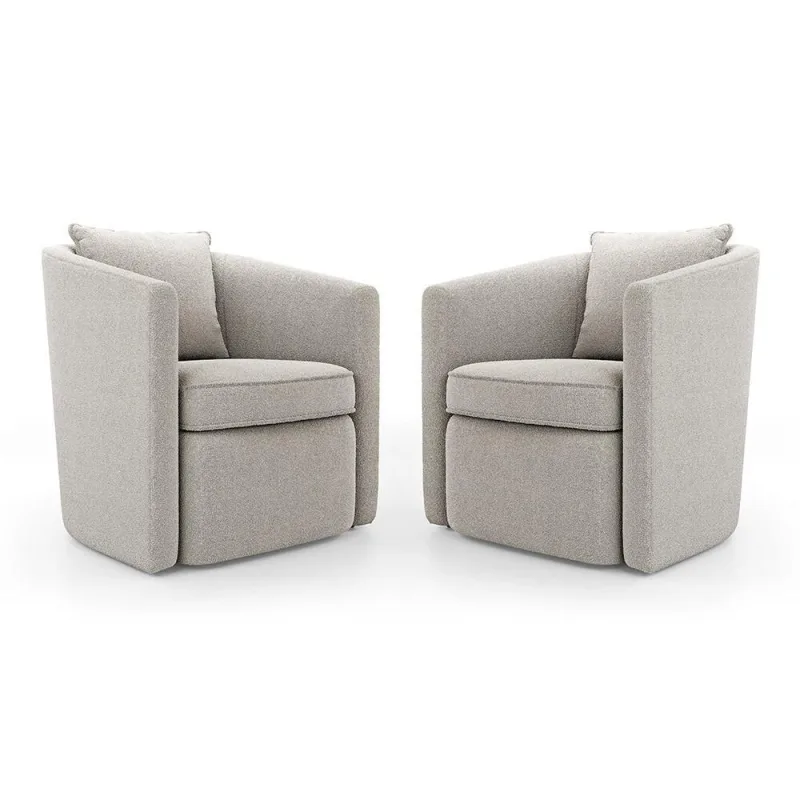 Kit 02 Poltronas Decorativas Sala De Estar Aimê Bouclê Bege - Desk Design - OUTRAS - Móveis