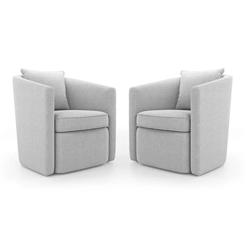 Kit 02 Poltronas Decorativas Sala De Estar Aimê Bouclê Cinza Claro - Desk Design - OUTRAS