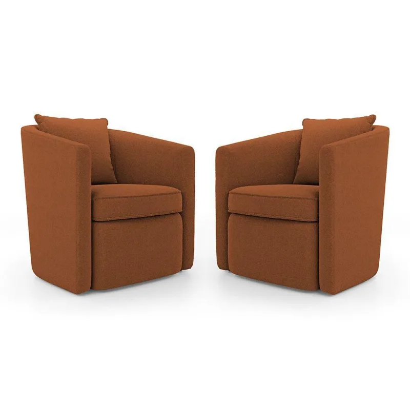 Kit 02 Poltronas Decorativas Sala De Estar Aimê Bouclê Terracota - Desk Design - OUTRAS