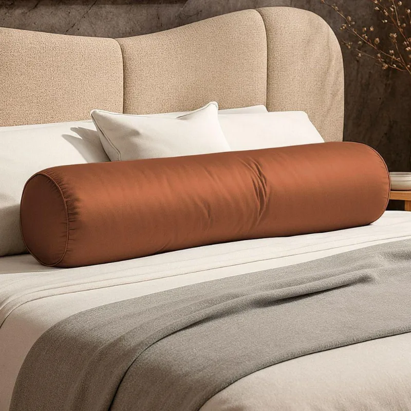 Almofada Travesseiro Bastão Tubo Rolo Dot 140cm Macia Veludo Terracota - Desk Design