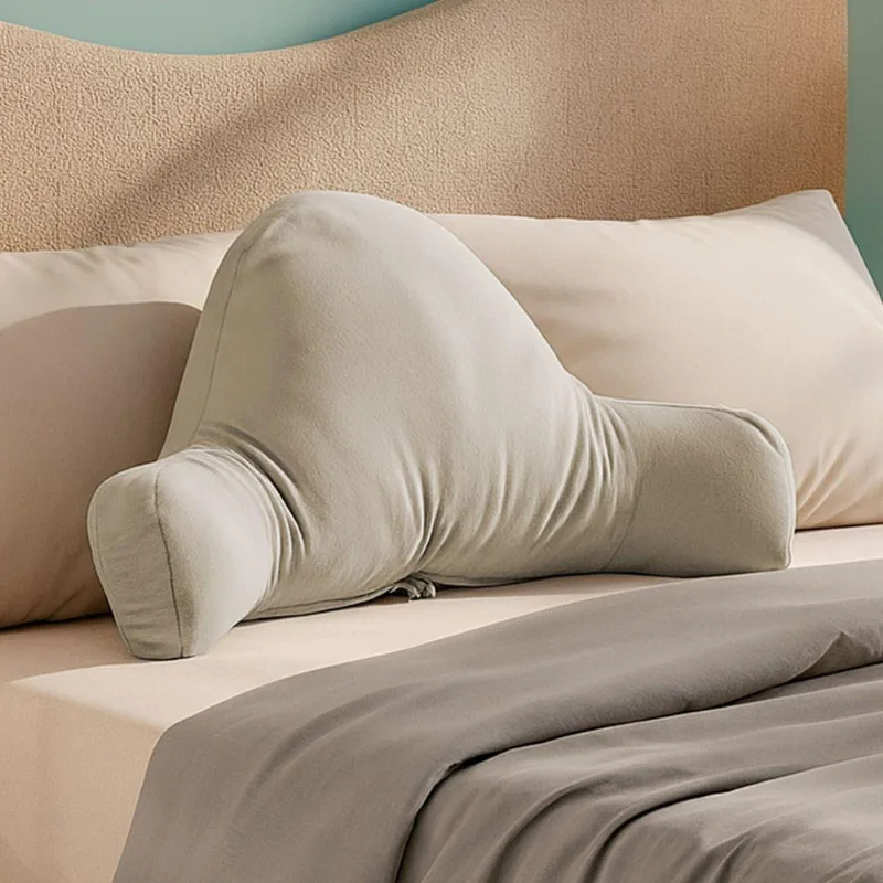 Almofada De Leitura Encosto Apoio Lombar Relaxante Jay 80cm Macia Veludo Bege Claro - Desk Design