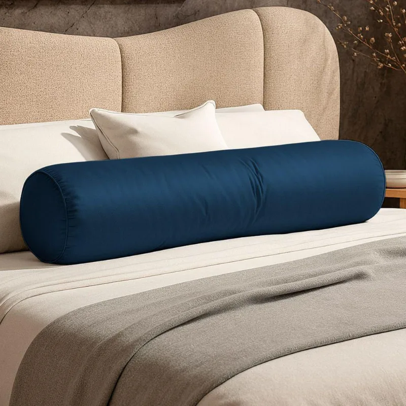 Almofada Travesseiro Bastão Tubo Rolo Dot 140cm Macia Veludo Azul Marinho - Desk Design