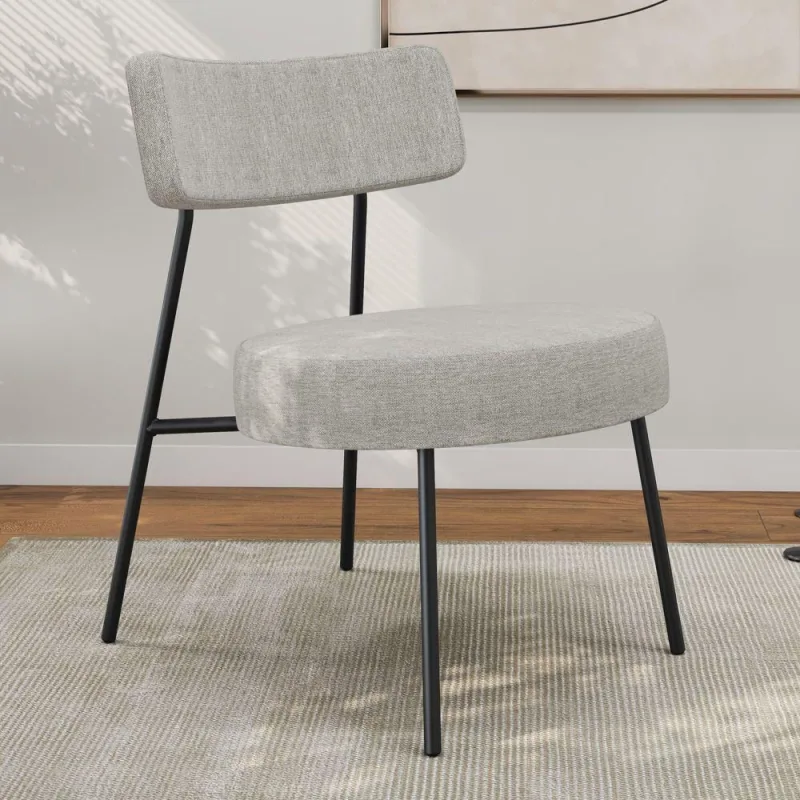 Poltrona Decorativa Sala De Estar Kobe Estofada Encosto Linho Cinza Abmaza - OUTRAS - Móveis