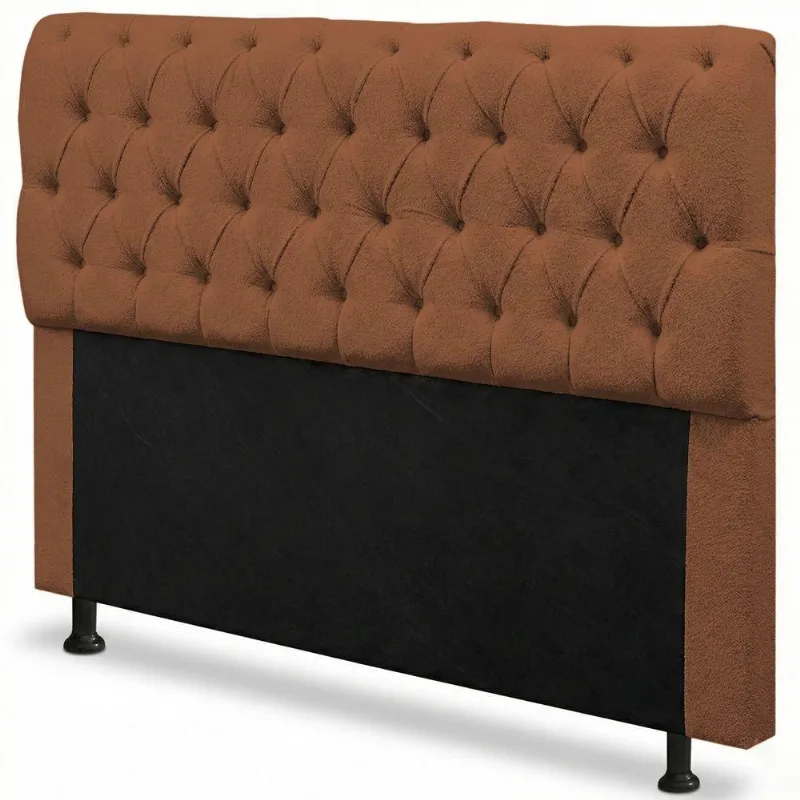 Cabeceira Queen Sarah 160cm no Box Madeira Maciça Bouclê Terracota Desk Design