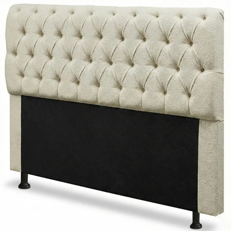 Cabeceira King Sarah 195cm no Box Madeira Maciça Suede Bege Desk Design