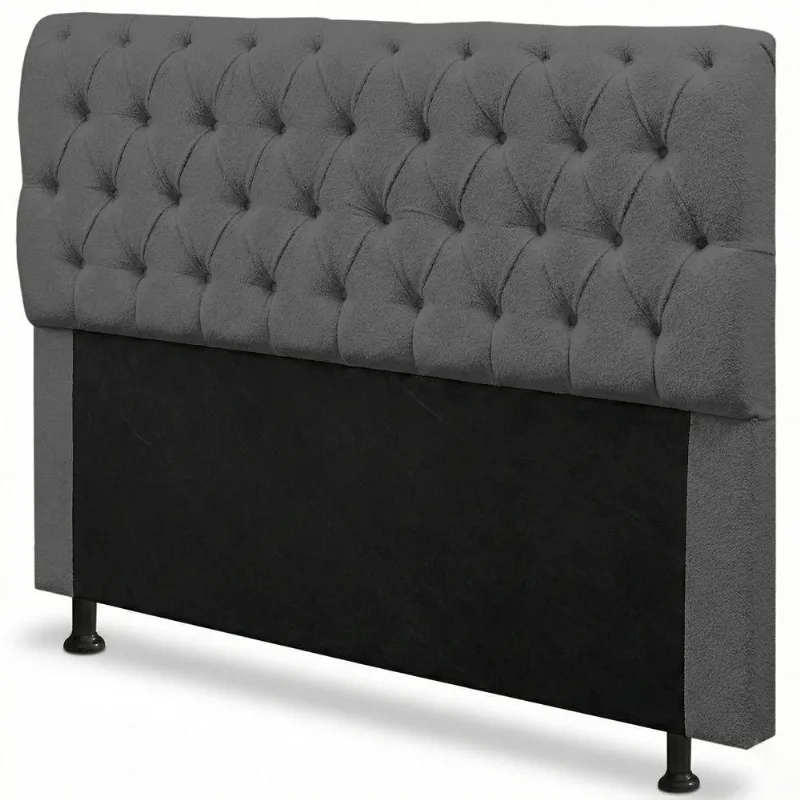 Cabeceira King Sarah 195cm no Box Suede Cinza Escuro Desk Design