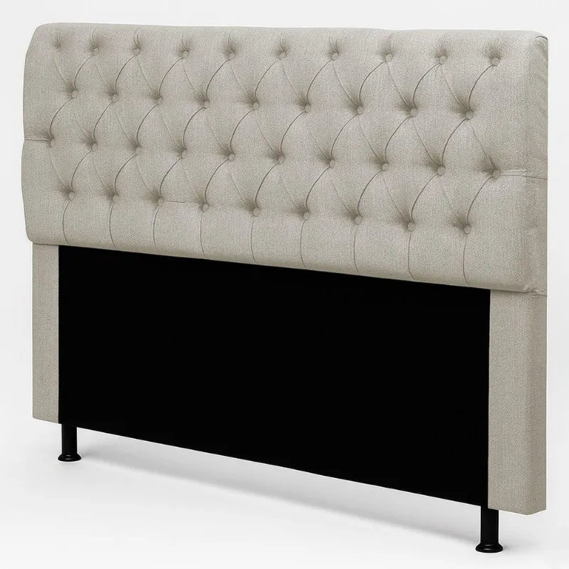 Cabeceira Casal Sarah 140cm no Box Linho Bege Cru Desk Design