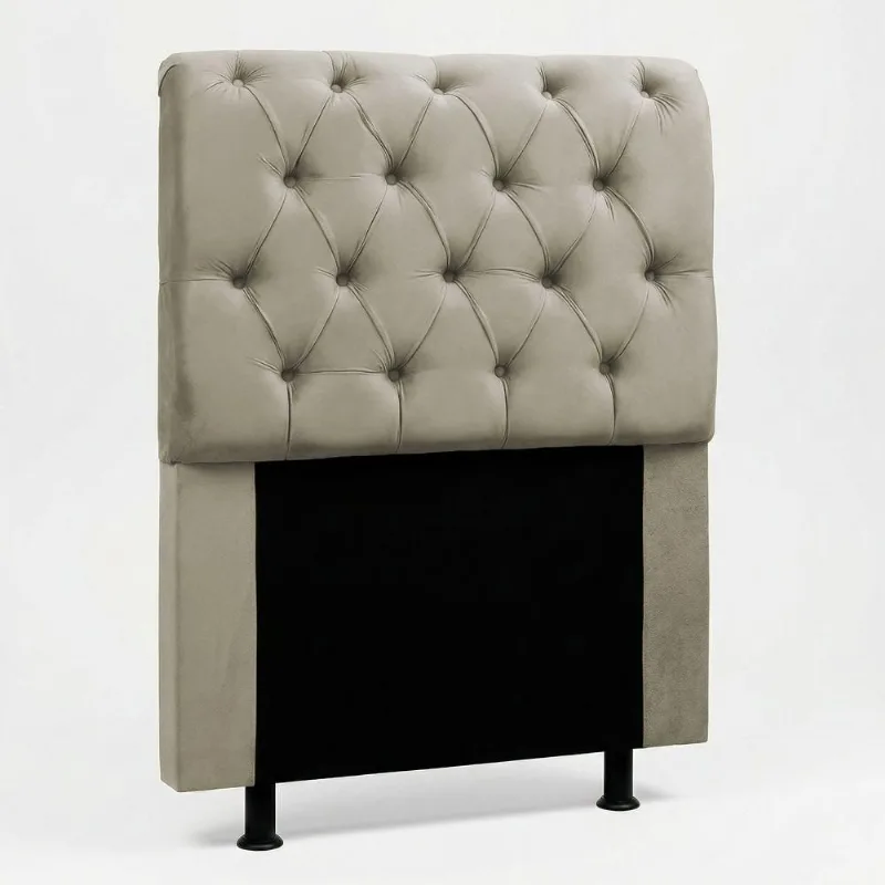 Cabeceira Solteiro Sarah 90cm Frame Suede Bege no Box Desk Design