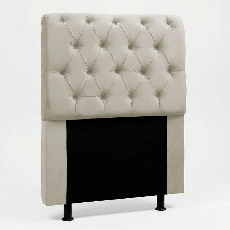 Cabeceira Solteiro Sarah no Box Madeira Maciça Suede Bege Desk Design