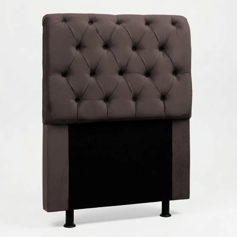 Cabeceira Solteiro Sarah 90cm Frame Madeira Maciça Suede Marrom Desk Design
