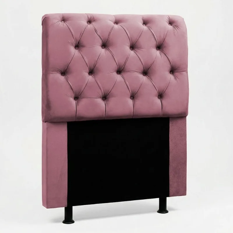 Cabeceira Solteiro Sarah no Box Madeira Maciça Suede Rosa Desk Design