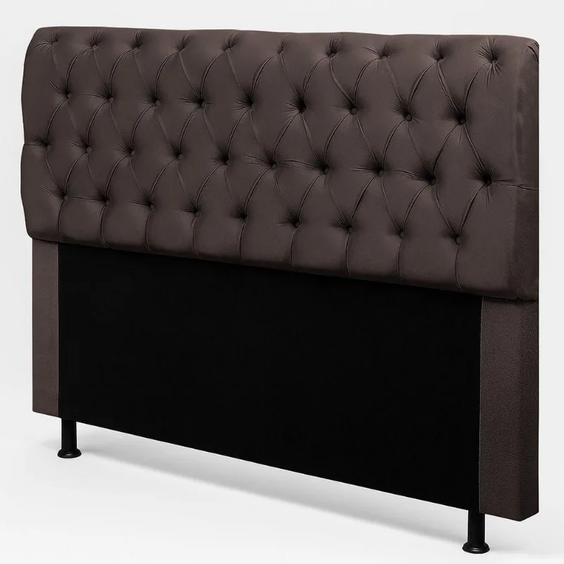 Cabeceira Queen Sarah 160cm no Box Madeira Maciça Suede Marrom Desk Design