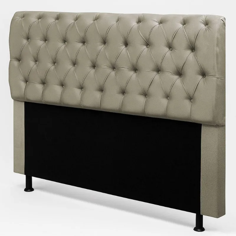 Cabeceira King Sarah 195cm no Box Madeira Maciça Suede Bege Desk Design