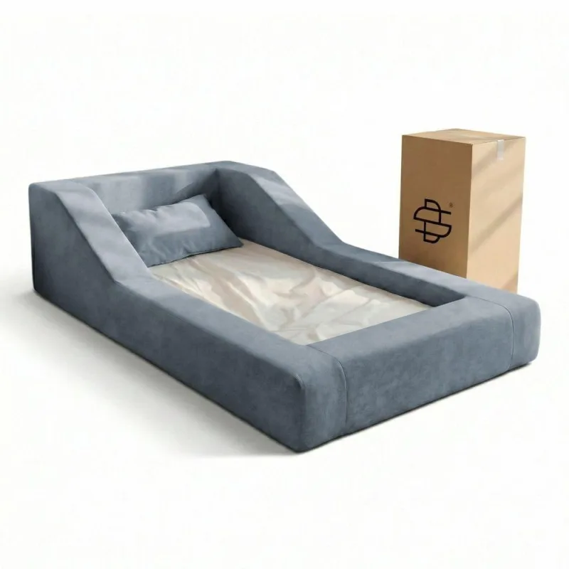 Cama Montessoriana Infantil Noah Espuma com Colchão Bouclê Azul Abmaza - OUTRAS - Colchões