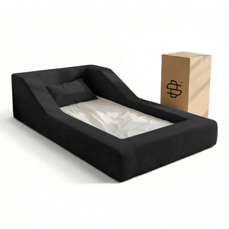 Cama Montessoriana Infantil Noah Espuma com Colchão Bouclê Preto Abmaza - OUTRAS