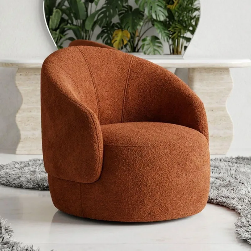 Poltrona Decorativa Saara Orgânica Bouclê Terracota Sala de Estar Abmaza - OUTRAS