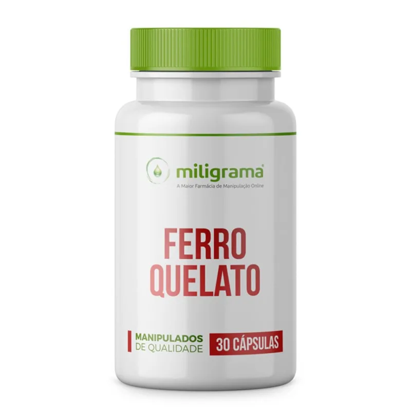 Ferro Quelato 50mg 30 Cápsulas Vegetais de Tapioca - Miligrama - Vida Saudável