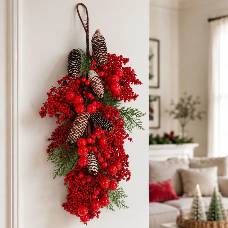 Pendente Natal Arranjo Enfeite Decoração Parede Porta 60cm - Genérico
