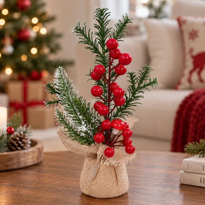 Arranjo Mesa Natal Galhos Artificial Enfeite Decoração 29cm