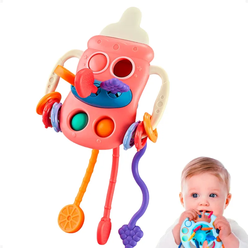 Mordedor Chocalho Mamadeira Atividade Puxa Baby Bebe - SHINY TOYS - Baby