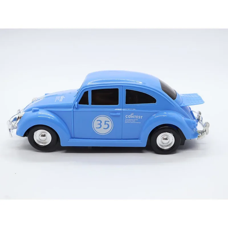 Carrinho - Fusca Beetle - Com Luz e Som - Bate e Volta - Gira 360 - Azul - Shiny Toys