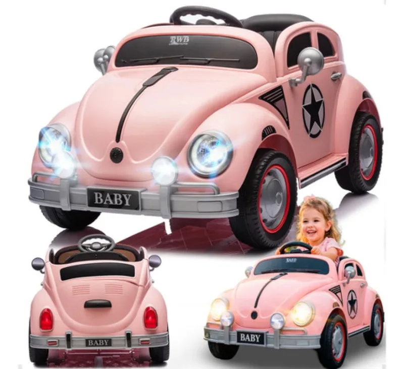 CARRO ELETRICO COM CONTROLE REMOTO FUSCA ROSA  12V4AH - SHINY TOYS - Baby
