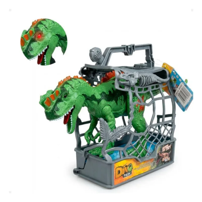 DINOSSAURO VERDE COM LUZ, ZOM E BATERIA SHINY TOYS