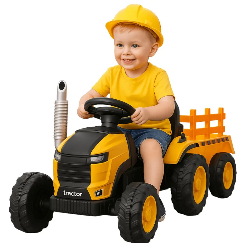 Trator Eletrico Infantil Shiny Toys Com Caçamba Amarelo 12V