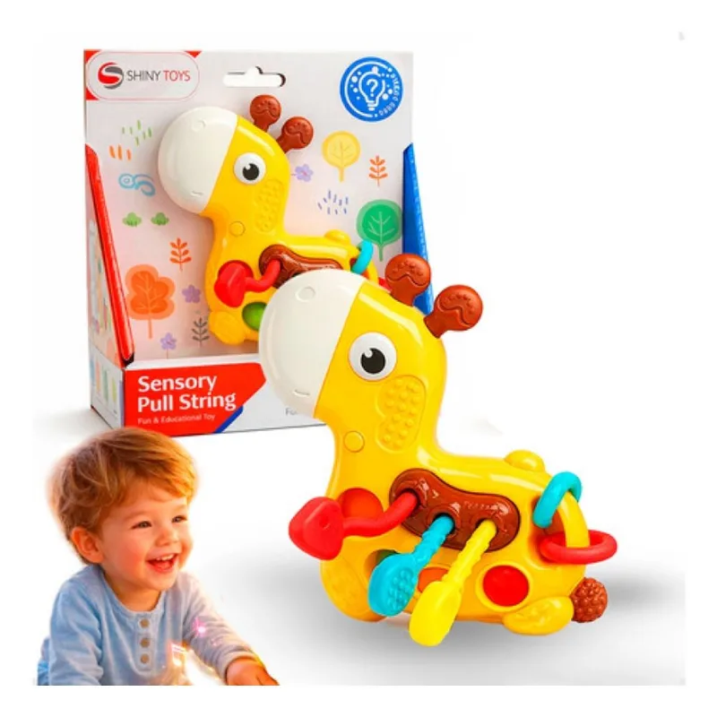 GIRAFA SENSORIAL COM CORDÕES GUG SHINY TOYS - SHINY TOYS