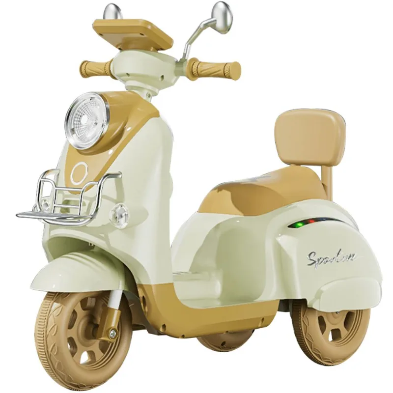 Moto Eletrica Shiny Toys Vespa Sportive Scooter 6V Bege Retro - SHINY TOYS