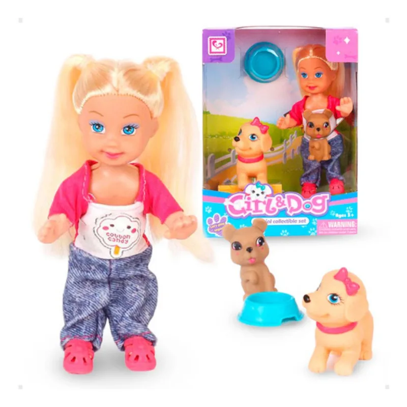 BONECA 11,5 CM COM CACHORRINHO SHINY TOYS
