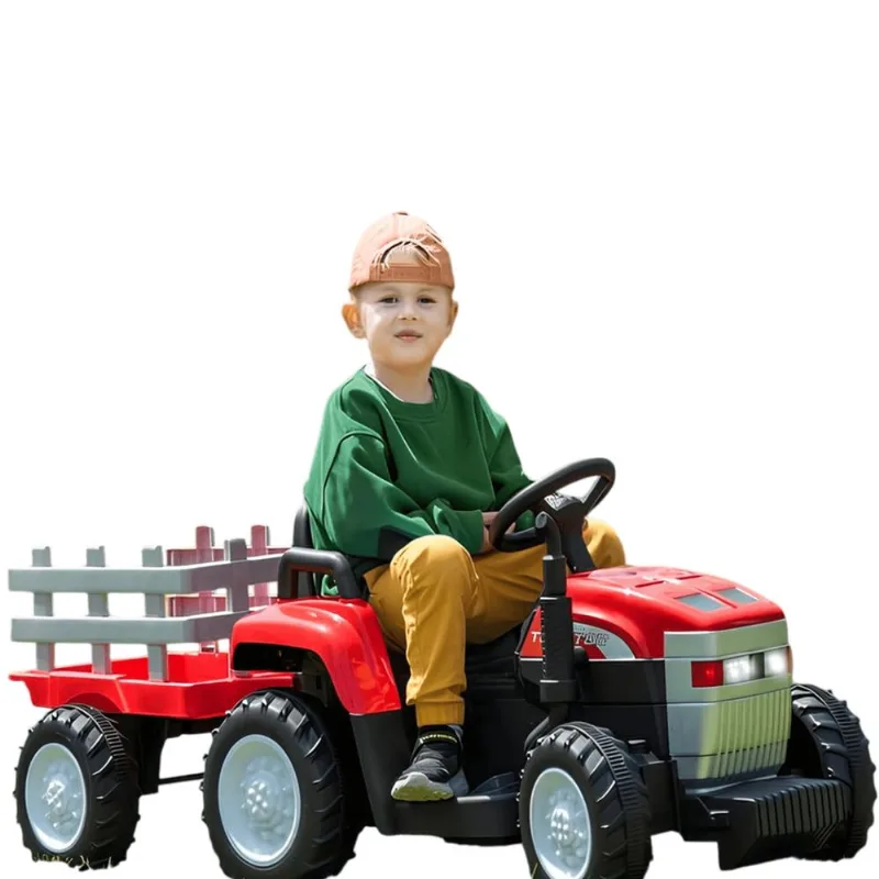 Trator Eletrico Infantil Shiny Toys com Caçamba Vermelho 12V